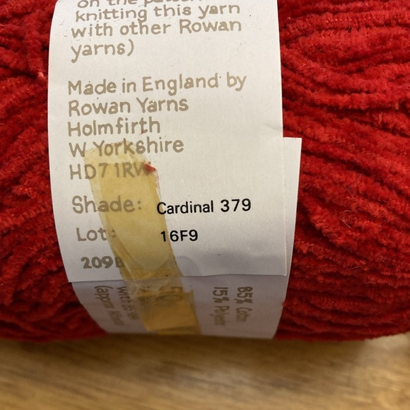 Rowan Designer Collection Yarn. Fine Cotton Chenille.  Cardinal Red. 4 for $20. - Picture 3 of 6